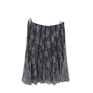 Coldwater Creek Flowy Black White Skirt Mesh Lace Detail Abstract Size 10-12
